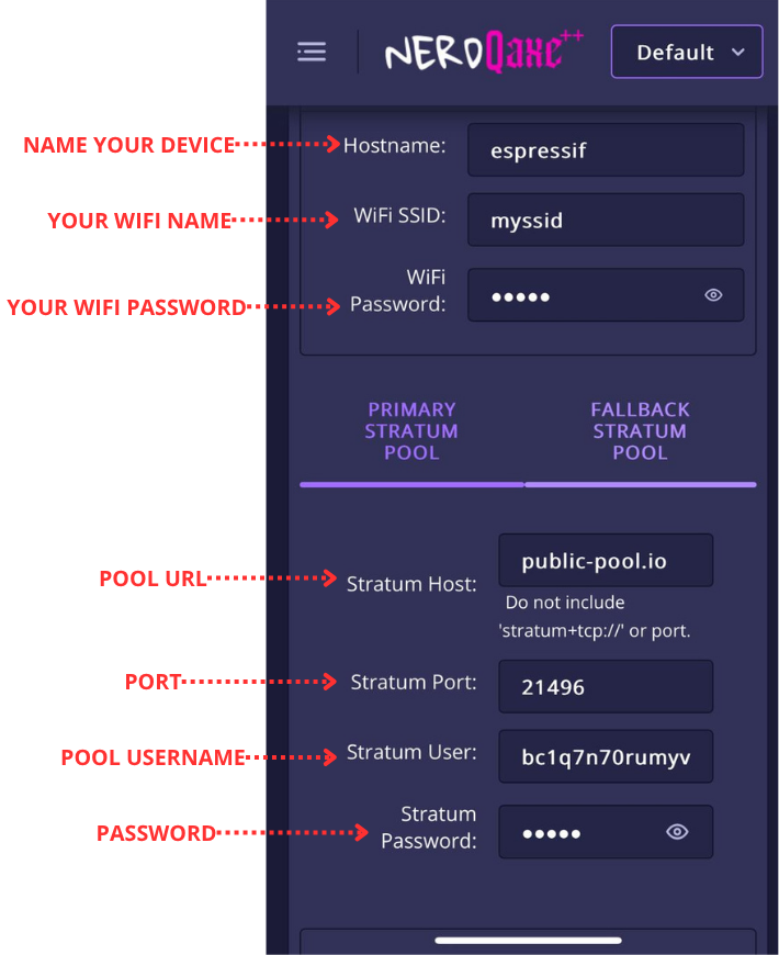 Set up your home Wi-Fi and BTC address