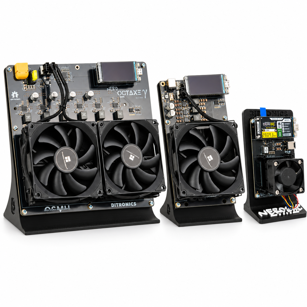 NerdOctaxe, NerdQaxe++ and NerdAxe Gaia miners.