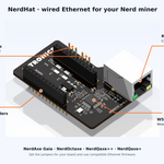 NerdHat feature diagram: RJ45 Ethernet, JP2 and JP3 board selection, W5500 controller and connection headers.
