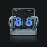 NerdOctaxe Hydro launch video showing the liquid-cooled Bitcoin miner in a white stand.